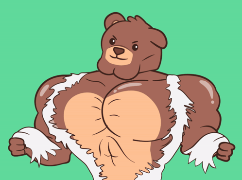Muscular Teddy Bear Cartoon GIF