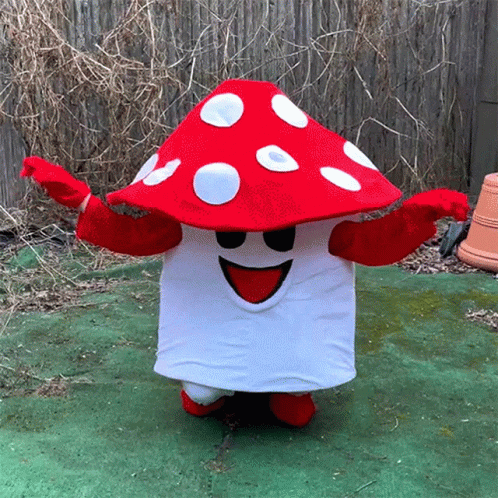 Mushroom Costume Swaying Arms Dance GIF