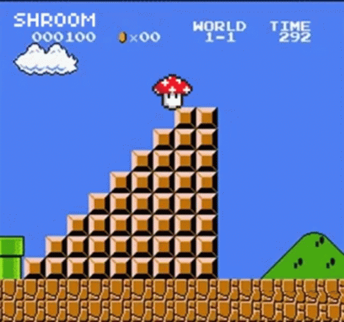 Mushroom on Pyramid in Video Game
