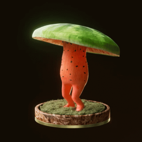 Mushroom Walking Grass Bonsai GIF