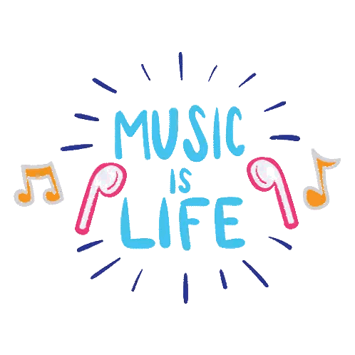 Music Is Life Sign With Headphones