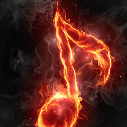 Music Note on Fire