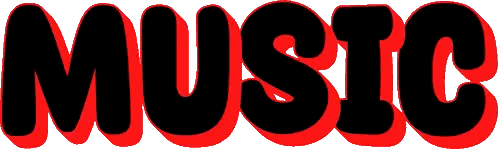 Music Word in Red and Black