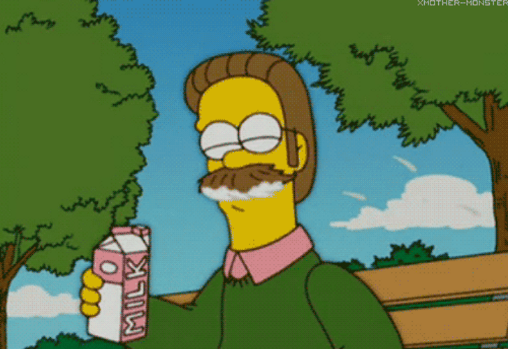 Mustache Catching Beer Foam Ned Flanders GIF