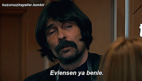 Mustached Man Says Evlensen Ya Benle At Door GIF
