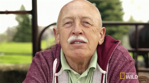 Mustached Older Man in National Geographic Wild Hoodie