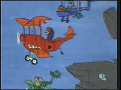 Muttley Flying Against Dick Dastardly GIF