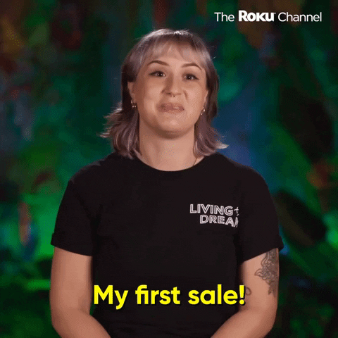 My First Sale Woman Wearing Black Shirt GIF