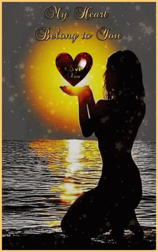 My Heart Belong To You Woman Silhouette GIF
