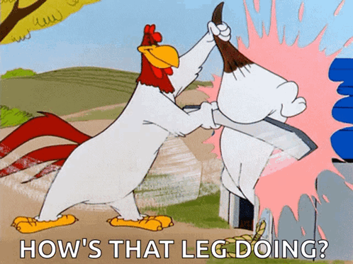 My Leg Foghorn Leghorn Beating Up Enemy GIF