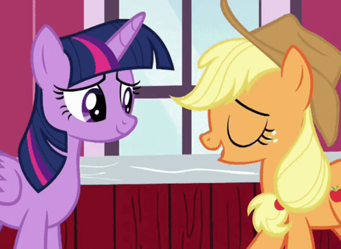 My Little Pony Applejack And Twilight Sparkle Hugging GIF