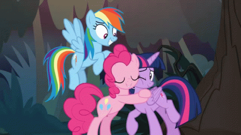 My Little Pony Characters Group Hug GIF