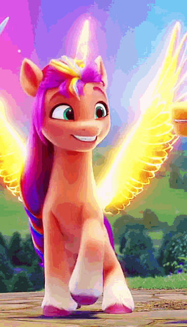 My Little Pony Sunny Starscout Smile Golden Wings GIF