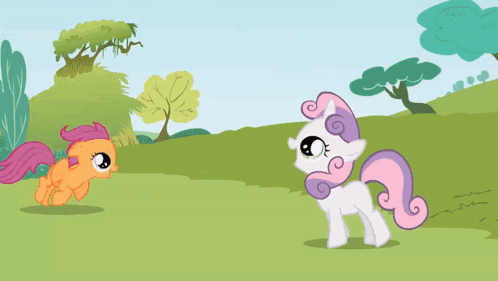 My Little Pony Sweetie Belle And Scootaloo Playing GIF