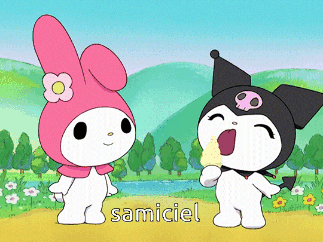 My Melody And Kuromi Standing Together GIF