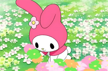 My Melody Picking Flowers GIF