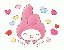 My Melody Throwing Hearts GIF