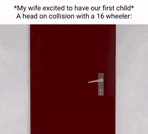 My Wife Excited To Have Our First Child Head On Collision With A 16 Wheeler Gif GIF