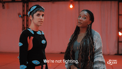 Mythic Quest Dana And Rachel Collaboration GIF