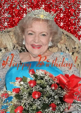 Betty White Shimmering Happy Birthday GIF