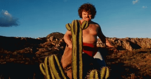 Nacho Libre Cutting Cactus GIF