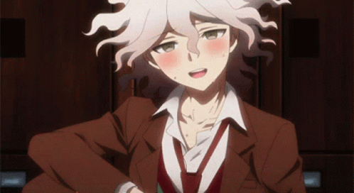 Blushing Nagito Wearing Loose Necktie GIF