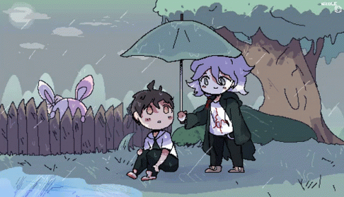 Nagito Holding Umbrella For Hajime GIF