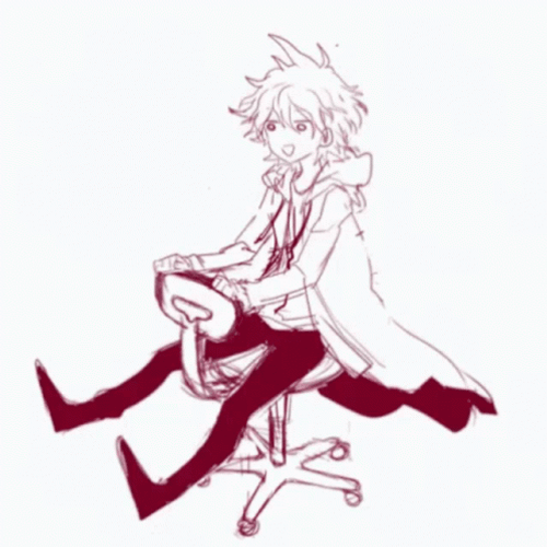 Nagito Spinning On Office Chair GIF