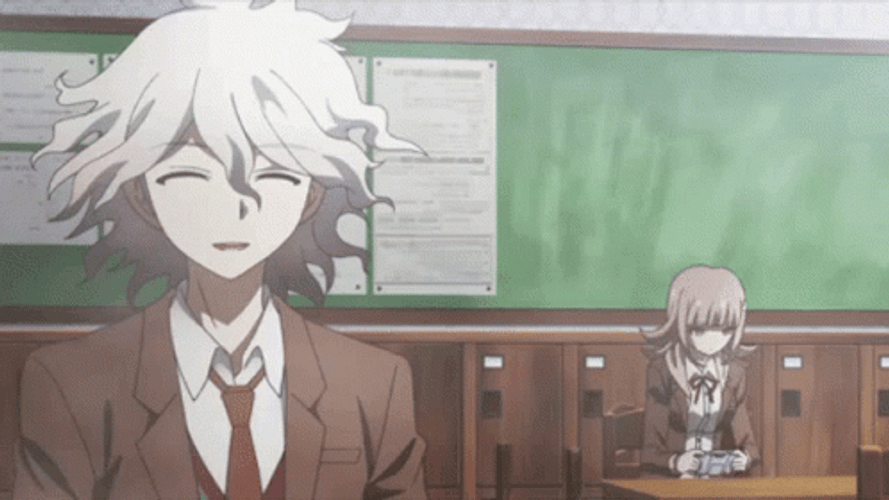 Nagito With Chiaki Walking In The Back GIF
