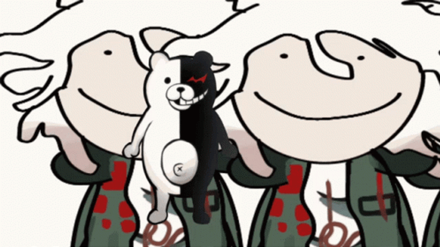 Nagito With Monokuma On Background GIF