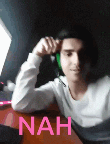Man With Headphones Saying Nah GIF
