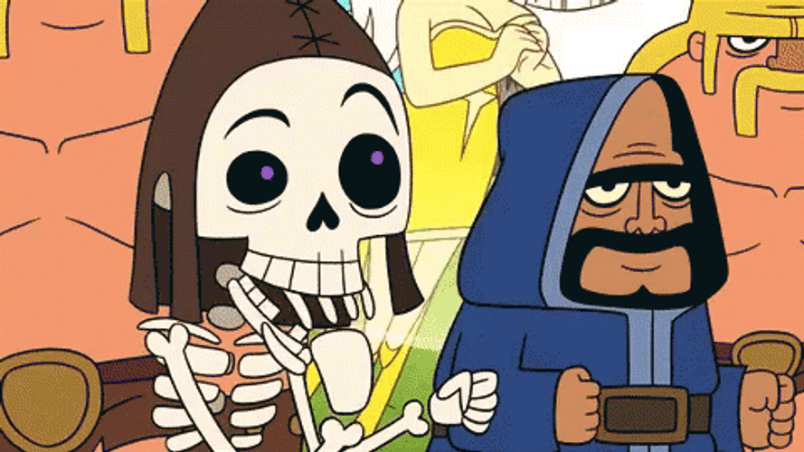 Nail Biting Skeleton Waiting  GIF