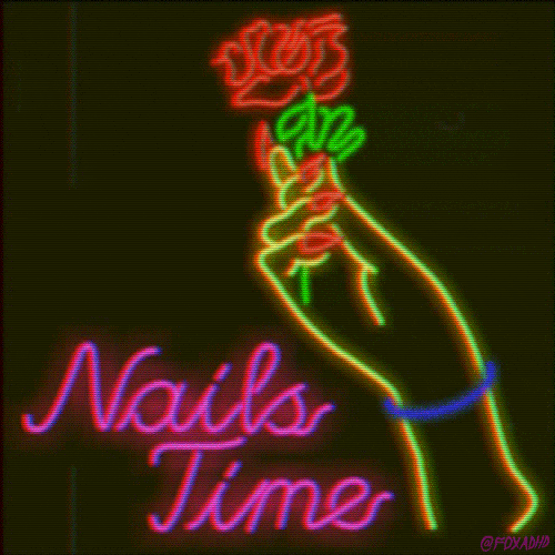 Nail Time Lights Hand With Roses GIF