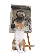 Nailed It Cat Painting Cute Funny Artist Potato Jesus Art Easel Sticker GIF