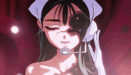 Naked Anime Girl With Microphone on Face