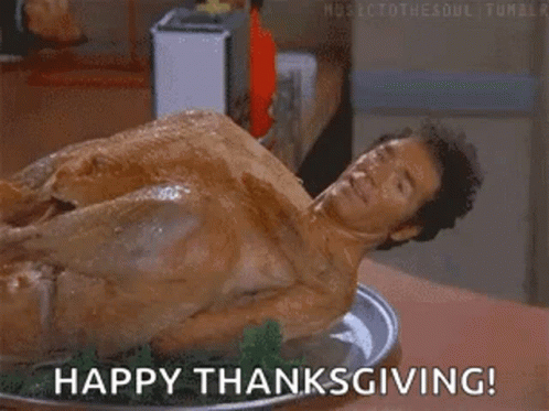 Naked Man Laying on Plate of Turkey