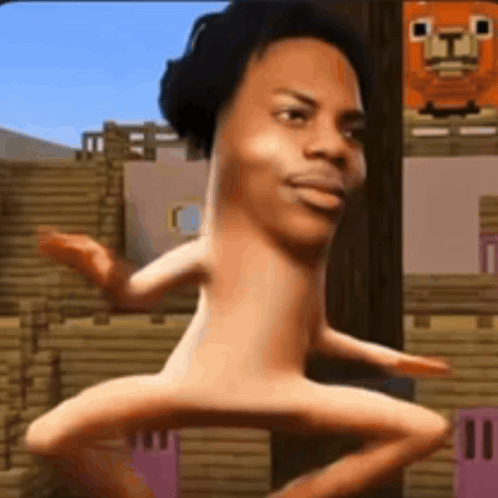 Naked Man With Long Neck By Wooden Building