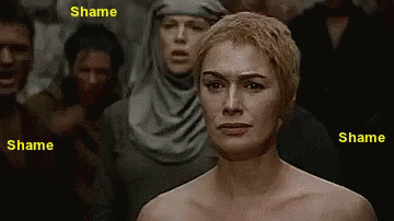 Naked Woman in Front of Crowd with Shame Shame