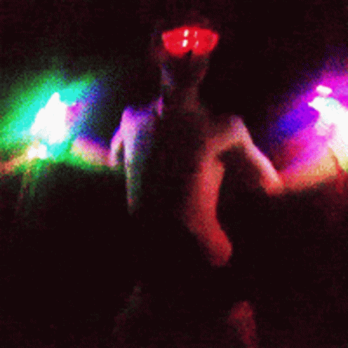Naked Woman Wearing Glow Goggles