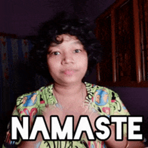 Namaste Bowing Asian Girl Blinking GIF