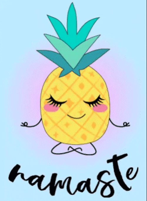 Namaste Cute Floating Pineapple Yoga Cartoon GIF