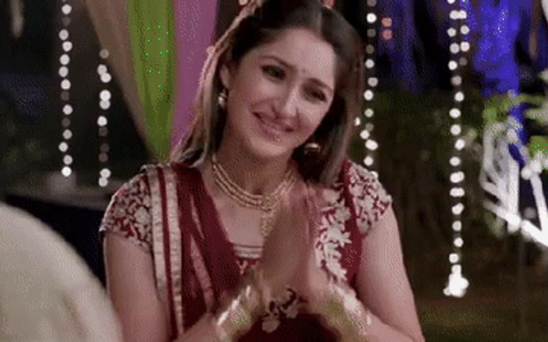 Namaste Indian Girl Smiling Shy Bow GIF