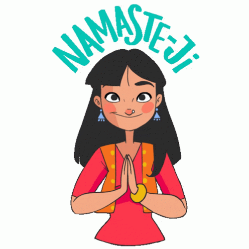 Namaste Ji Indian Girl Cartoon Bowing GIF