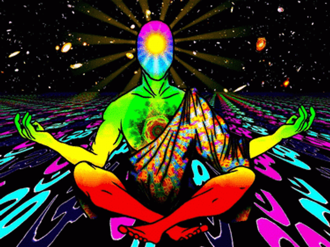 Namaste Trippy Meditating Human Lotus Pose GIF