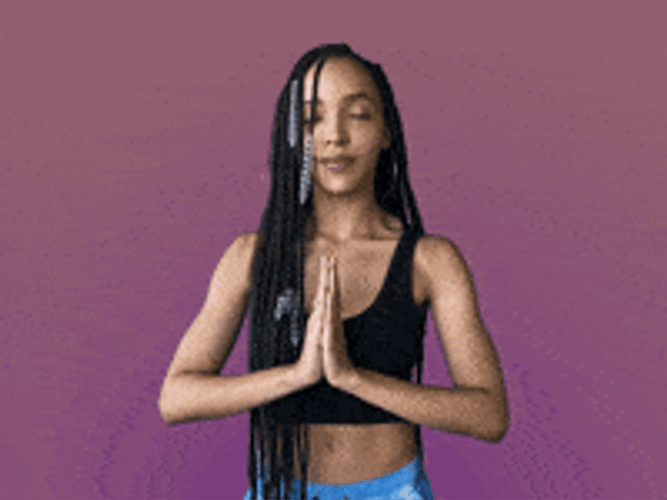 Namaste Yoga Girl Bowing Praying Hands GIF