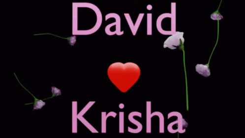Name David on Black With Flowers and Heart