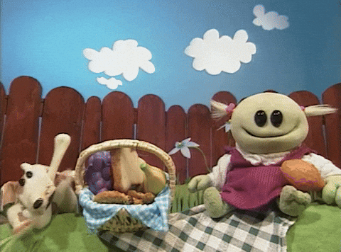 Nanalan Picnic Eat Chicken GIF