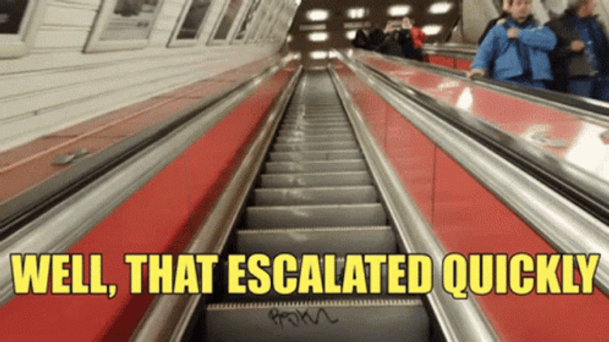 Narrow Escalator Well That Escalated Quickly GIF