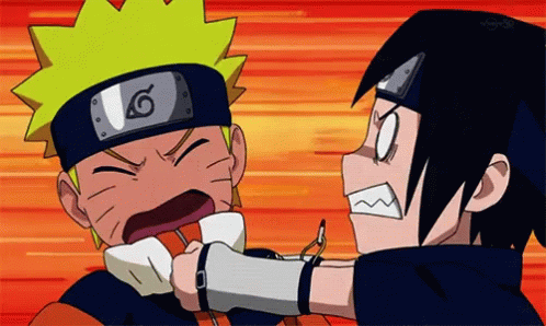 Naruto And Sasuke Angry Grab GIF