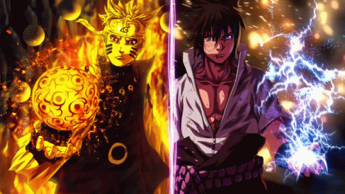 Naruto and Sasuke Fighting With Lightning